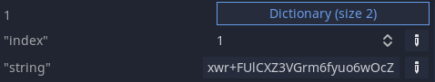 Screenshot of the base_64_chunks array. It is an array of dictionaries with an index key for the chunk index and a string key for the base64 string.